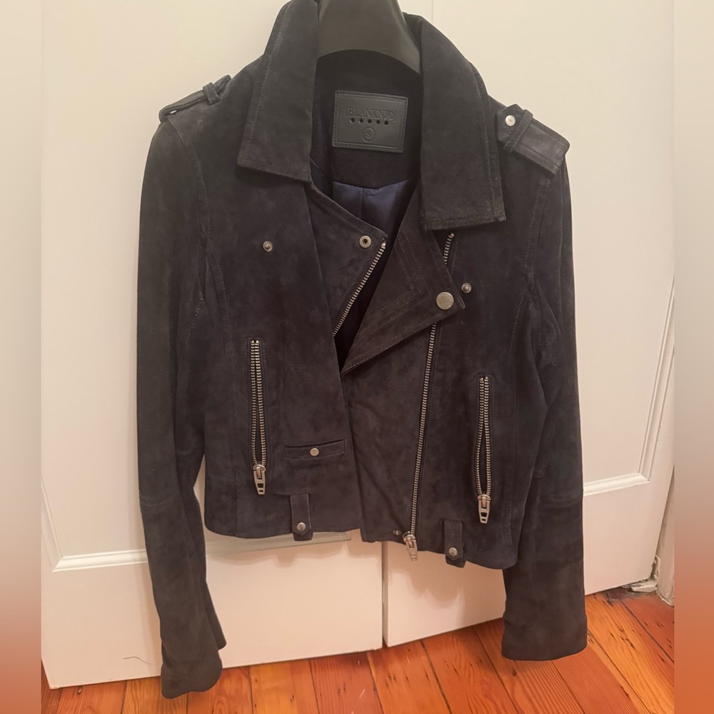 BlankNYC dark navy suede jacket